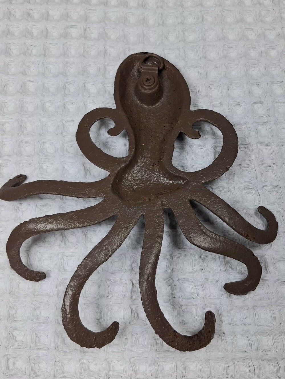 Brown Cast Iron Octopus Key Hook/Hanger 6 Arms - Picture 4 of 11